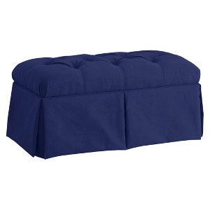 Skirted Storage Bench Navy Velvet - Skyline Furniture, Blue Velvet
