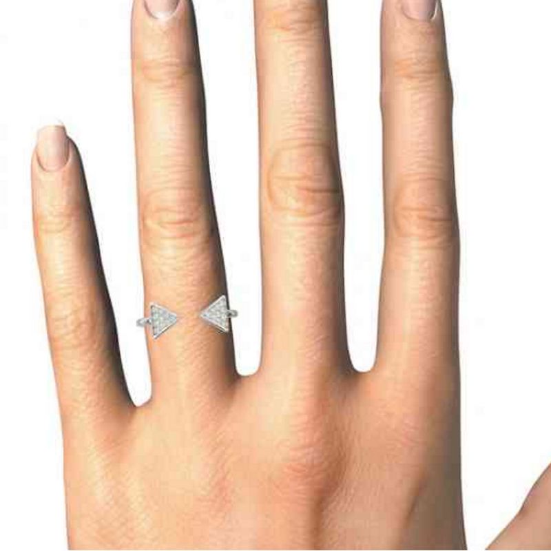 Pompeii3 1/5ct Diamond Ring Open Triangle Fashion Right Hand Split Band White Gold, 4 of 6