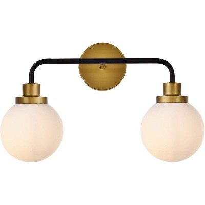 Elegant Lighting Hanson 2 lights bath sconce in black with brass with frosted shade