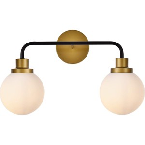 Elegant Lighting Hanson 2 lights bath sconce in black with brass with frosted shade - 1 of 4