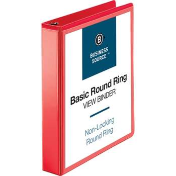 Business Source View Binder Round Ring 1-1/2" Red 09967