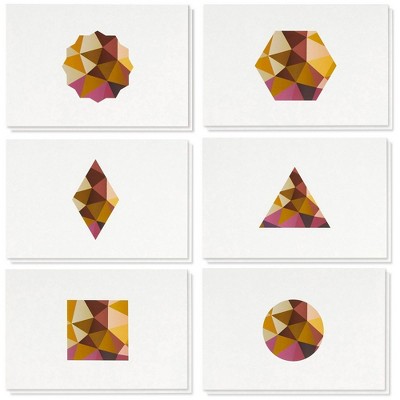 Best Paper Greetings 48-Pack Greeting Card Bulk Set, 6 Polygon Geometric Designs Earth Hues (4 x 6 Inches)