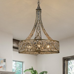 LLHZSY Vintage Drum Crystal Pendant Chandelier with Adjustable Height - W19 7/10" - 1 of 4