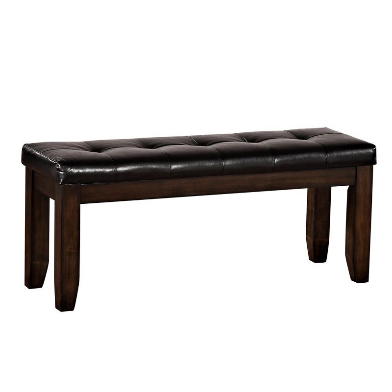Simple Relax PU Upholstered Dining Bench in Black and Espresso, 1 of 5