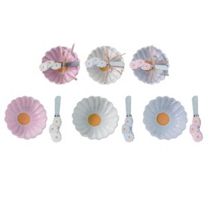 Transpac Ceramic Dip Bowl w/Spreader Gift Set of Home Decorations Set of 3 Easter - 1 of 2