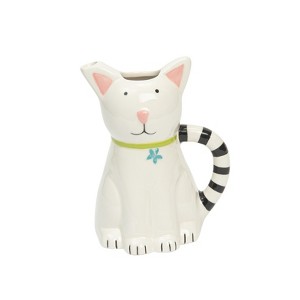 Transpac Dolomite 6.25 in. White Spring Cat Animal Themed Watering Can - 1 of 1