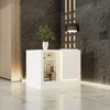 Famapy White Corner Reception Desk Display Counter Table with Tempered Glass - image 2 of 4