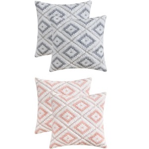 REGALWOVEN 4 Pcs Geometric Pattern Soft Short Plush Decorative Throw Pillow Covers - 1 of 4
