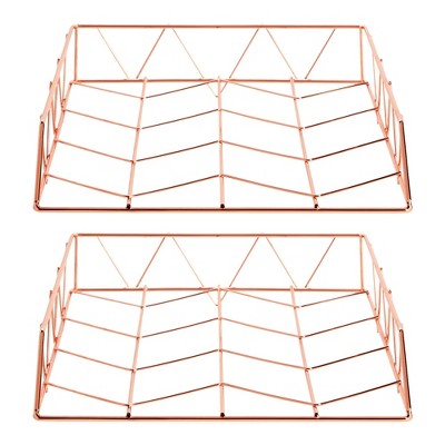 Rose Gold Stackable Metal Desk Organizer for Papers and Files