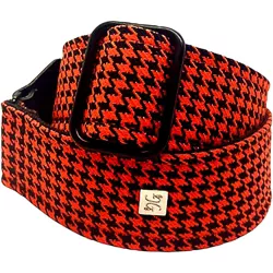 Get'm Get'm Fly Hounds Tooth Guitar Strap Orange 2 in.