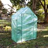 Sunnydaze Outdoor Portable Tiered Growing Rack Deluxe Walk-In Greenhouse with Roll-Up Door - 4 Shelves - Green - 2 of 4