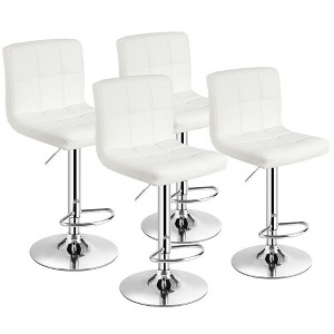 Costway Set of 4 PU Leather Bar Stool Swivel Bar Chair w/ Adjustable Height - 1 of 4