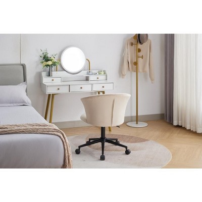 Home Office Chair, Velvet Fabric Rotating Flower-Shaped Computer Desk And Chair, Suitable For Home Office Or Bedroom