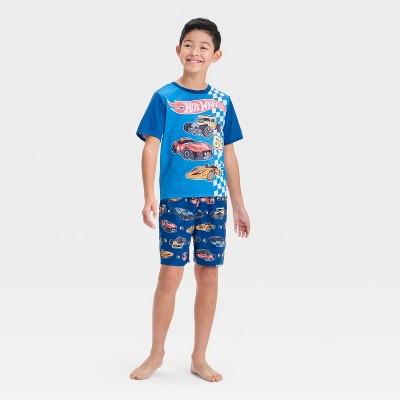 Boys' Hot Wheels Short Sleeve Pajama Set - Dark Teal Blue