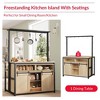 Rustic 72" Kitchen Island with Power Outlet & Sliding Barn Door, Coffee Bar Station with 9 Hooks and 3-Tier Storage for Dining Room - 4 of 4