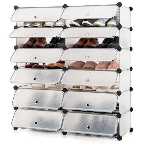 6-cube Plastic Clothes Storage Shelf With Doors, Dustproof Shoes
