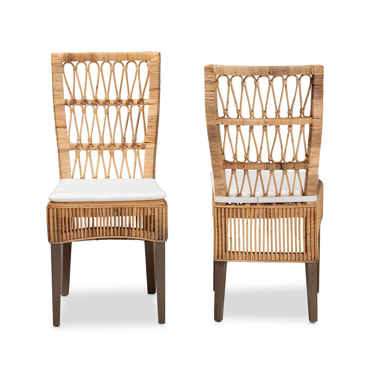 2pc Sullivan Rattan Dining Chair Set Brown - bali & pari: Mahogany, Bohemian, No Assembly Required - thumbnail 2