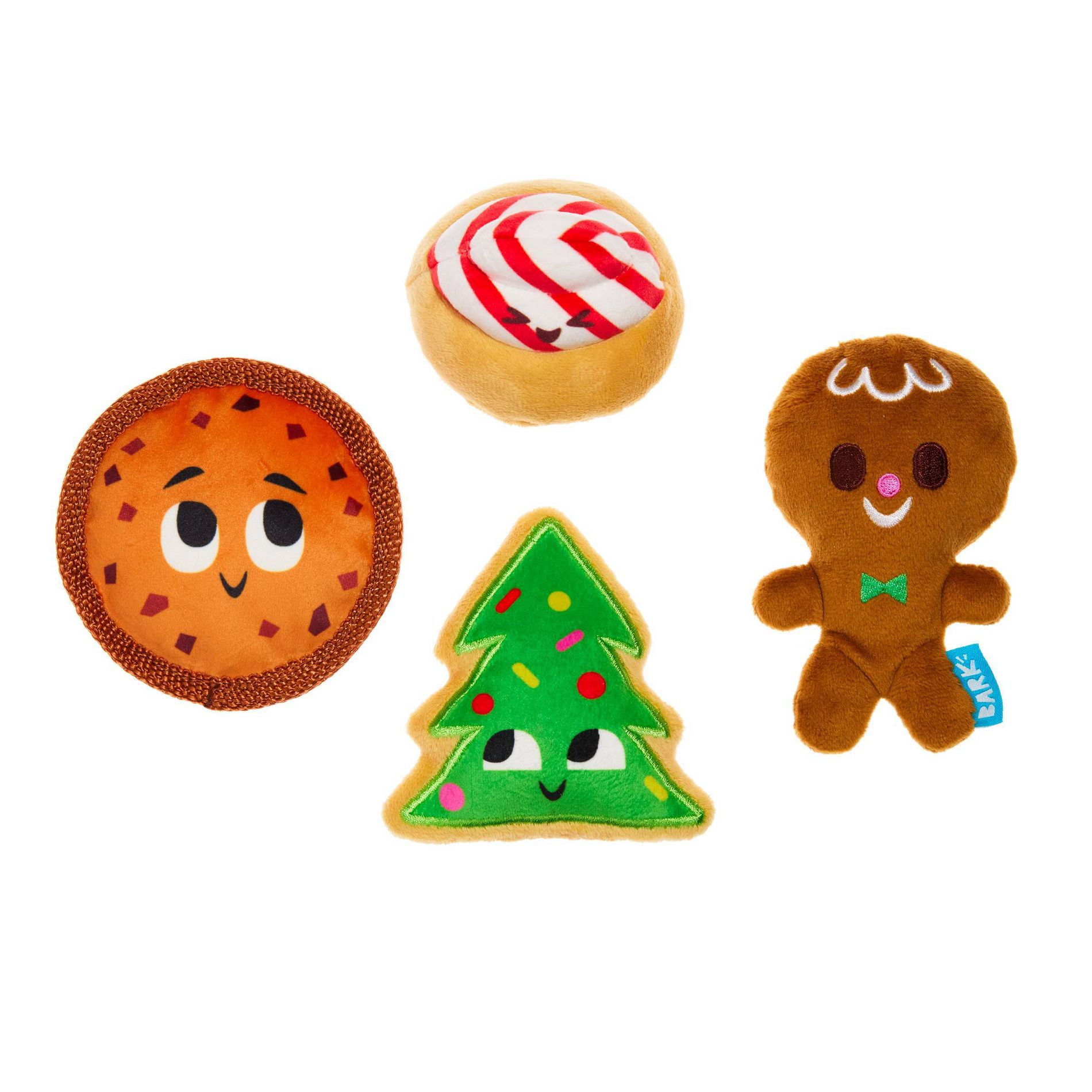 BARK Howly Jowly Holidays Santa's Snack Stash Food Shaped Plush Dog Toy