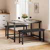 Dining Table Set for 4, Kitchen Table with 2 Upholstered Benches, 3-Piece Dining Set for Kitchen, Apartment, Small Spaces - 2 of 4