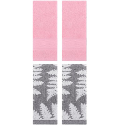 REGALWOVEN 4 Pcs Bathroom Decorative Cotton Soft Absorbent Sold Striped Hand Towel