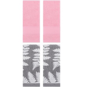 REGALWOVEN 4 Pcs Bathroom Decorative Cotton Soft Absorbent Sold Striped Hand Towel - 1 of 4
