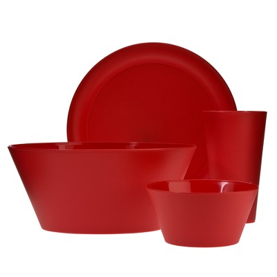 CreativeWare Plastic 13pc Dinnerware Set Cherry