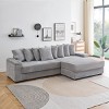 L Shaped Corduroy Sofa with Storage Armrests,4 Seat Sofa with Reversible Chaise Lounge for Living Room,Corduroy Sofa with Cup Holders-Koiai - 3 of 4