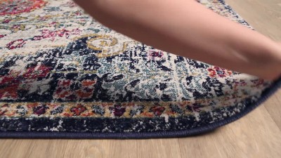 Elegant Gray Rectangular Easy-Care Synthetic Rug, 94"x8"