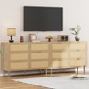 Natural Rattan 6-Drawer Dresser with Gold Legs - Wide Double Dresser with Anti-Tip for Bedroom - 4 of 4