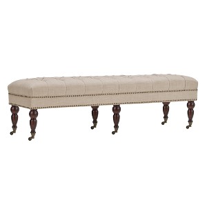 Georgya Tufted Bench with Casters - Beige Linen - Inspire Q