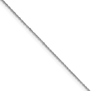 Black Bow Jewelry 0.8mm 14k White Gold Diamond Cut Singapore Chain Necklace - 1 of 4