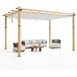 Outdoor Aluminum Pergola, Metal Freestanding Shelter with Adjustable Sun Shade Canopy, Reinforced Frame Outdoor Shelter for Patios - 1 of 4