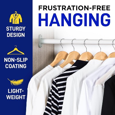 Lifemaster Natural Maple Wooden Suit Hangers with Swivel Hook, 50 Pack