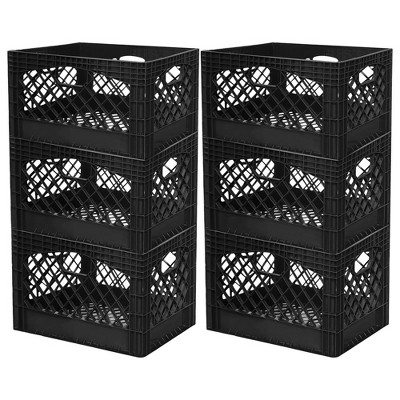 thumbnail interactive-video image 1 of IRIS USA 6-Pack Plastic Storage Baskets - Medium Black Organizers For Shelves 1 of 5