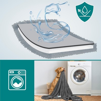 Large Plaid Light Grey Waterproof Reversible Pet Blanket