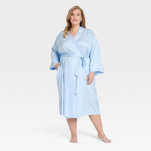 Women's Luxury Collection Shadow Striped Long Satin Robe - Auden™ - 1 of 3