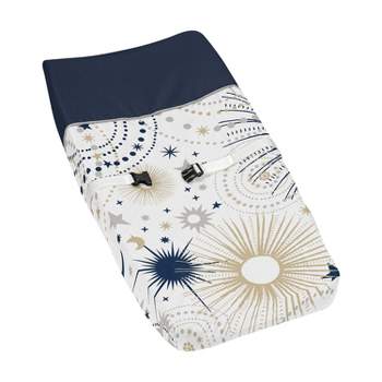 Sweet Jojo Designs Boy or Girl Gender Neutral Unisex Changing Pad Cover Celestial Blue Gold and Grey