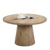Contemporary Style Round Coffee Table With Cone Shape Pedestal Base Rubberwood Structure Oak Finish - 2 of 4