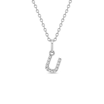 Girls' Cubic Zirconia Letter Sterling Silver Necklace - In Season Jewelry