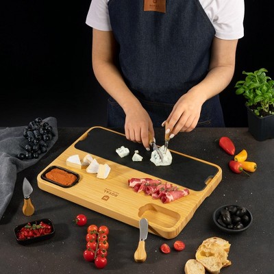 Royal Craft Wood Cheese Board with Slate Plate (Non-Expandable)
