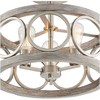 Franklin Iron Works Salima Rustic Farmhouse Ceiling Light Semi Flush Mount 16" Wide Brushed Nickel Gray Wood 3-Light LED for Bedroom Living Room House - 3 of 4