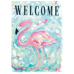 Magnolia Garden Welcome Painted Flamingo 30 x 44 Inch Polyester Garden Flag - 1 of 2