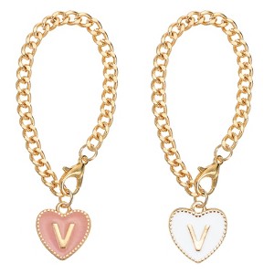 Unique Bargains Letter Heart Shape Identification Accessories Pink & White 2 Pcs - 1 of 4