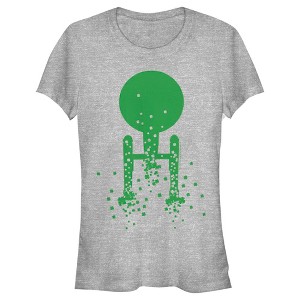 Juniors Womens Star Trek St. Patrick's Enterprise Clover Fill T-Shirt - 1 of 4