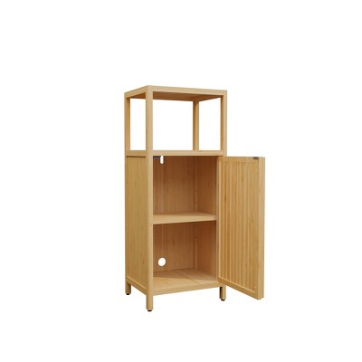 Dolonm 41 in. Tall Bamboo Storage Locker with Single Door & Shelf, Natural Finish for Bathroom& Bedrooms or Entryways