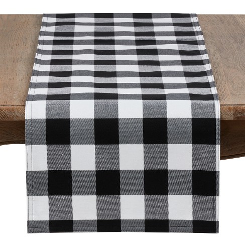 Saro Lifestyle Cotton And Poly Blend Table Runner With Plaid Design - image 1 of 3