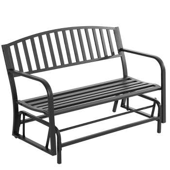 Outsunny Patio Glider Bench Outdoor Swing Rocking Chair Loveseat with Power Coated Steel Frame, Black