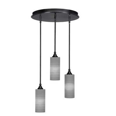 Toltec Lighting Empire 3 - Light Pendant in  Matte Black with 4" Gray Matrix Shade