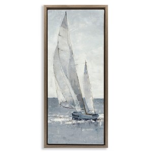 Stupell Industries Grey Sailboat Nautical Abstraction Floating Frame Canvas Art - 1 of 4