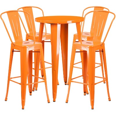 Flash Furniture Commercial Grade 24" Round Metal Indoor-Outdoor Bar Table Set with 4 Cafe Stools
